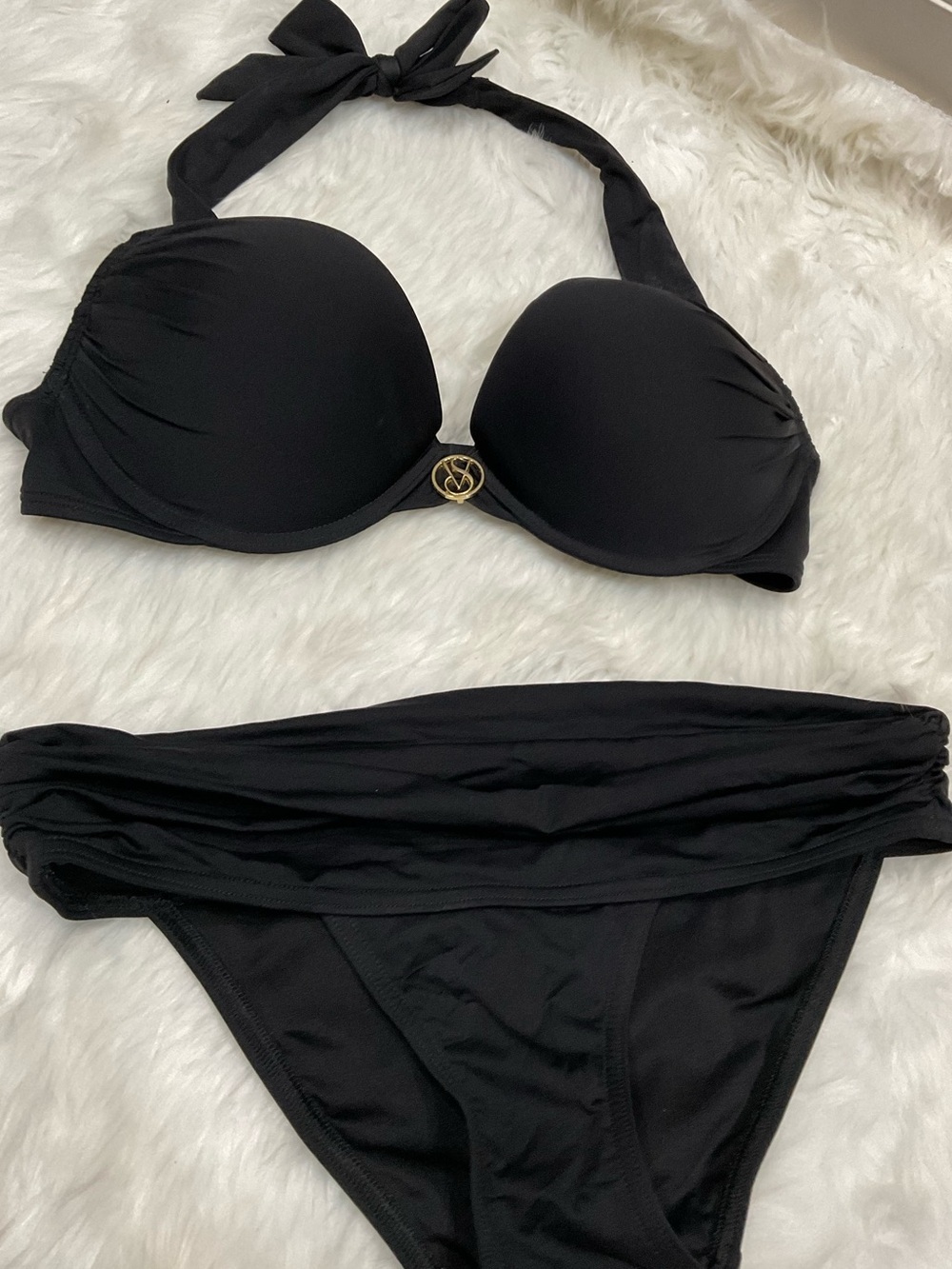 Victoria's Secret Bombshell Black Halter Bikini